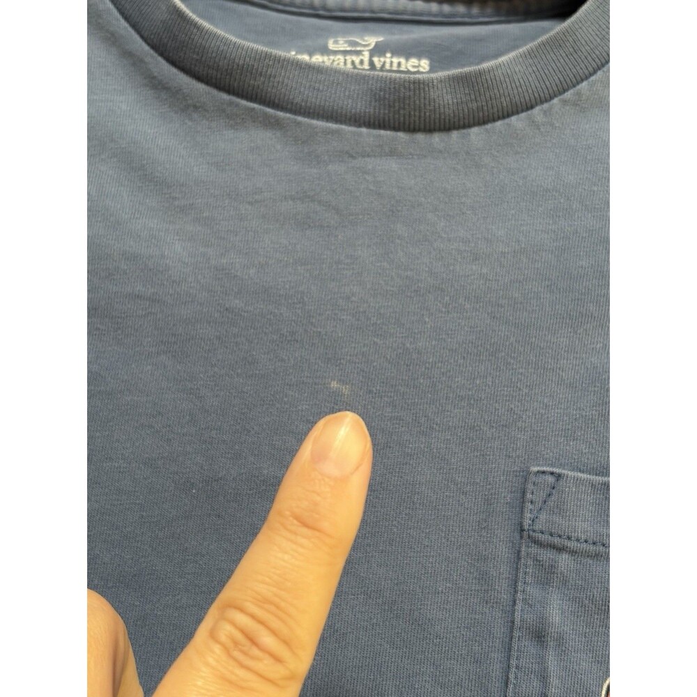 Vineyard Vines 100% Cotton Boys XL 16‎ Whale Long Sleeve T Shirt Blue Football - Picture 3 of 10